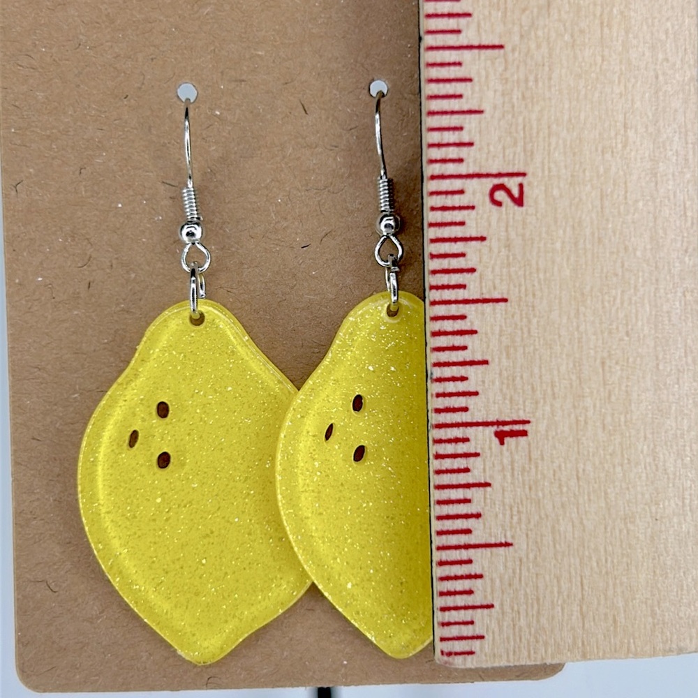 Acrylic Lemon Earrings Cute Summer - Picture 2 of 4